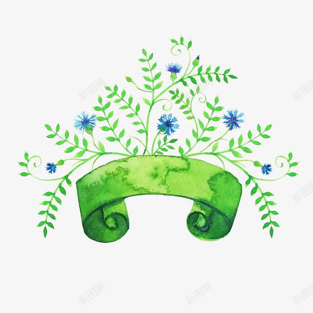 手绘绿色标题栏png免抠素材_88icon https://88icon.com 小清新标题栏 植物装饰 水彩标题栏 绿色