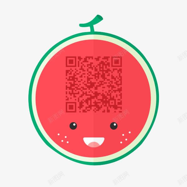 西瓜造型卡通二维码png免抠素材_88icon https://88icon.com 创意 创意西瓜 卡通西瓜 可爱 水果