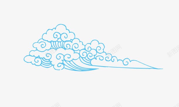祥云png免抠素材_88icon https://88icon.com 卡通 浅蓝色 祥云 祥云图案 线性