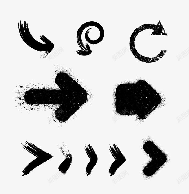 墨迹箭头矢量图eps免抠素材_88icon https://88icon.com 墨迹箭头 矢量墨迹箭头 黑色箭头 矢量图