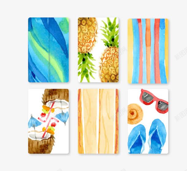 水彩名片矢量图eps免抠素材_88icon https://88icon.com 叶子 夏日元素 木板 水彩名片 菠萝 矢量图