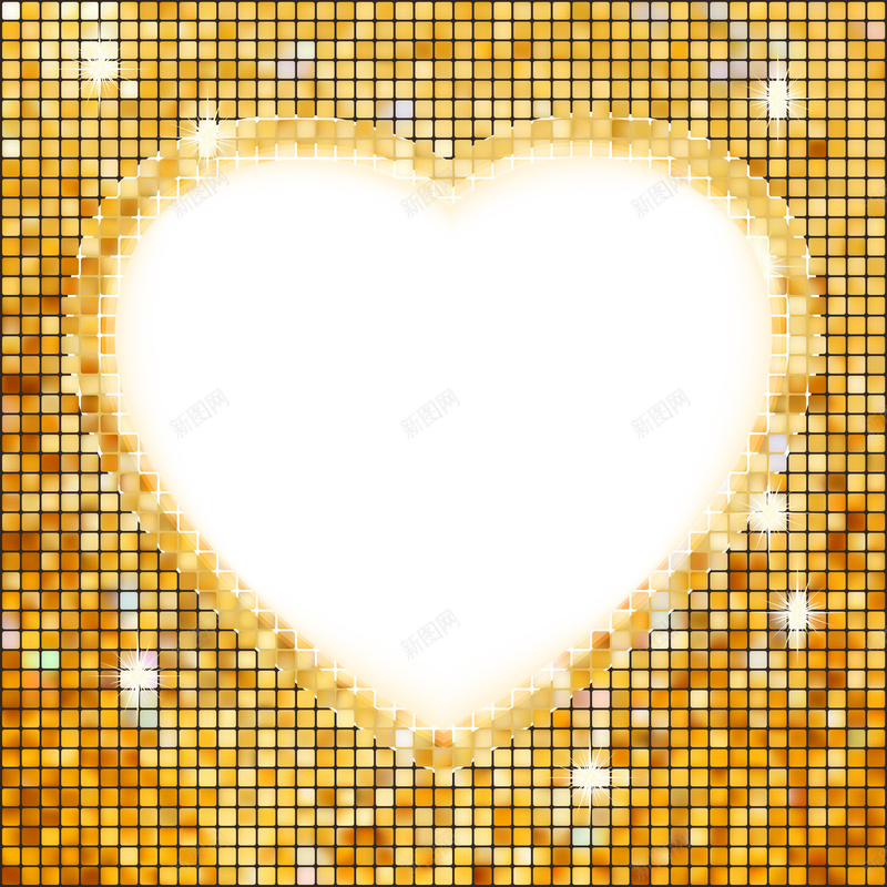 金色马赛克心形边框背景矢量图eps设计背景_88icon https://88icon.com 心形 情人节 星光 爱心 爱情 背景 边框 金色 马赛克 马赛克背景 矢量图