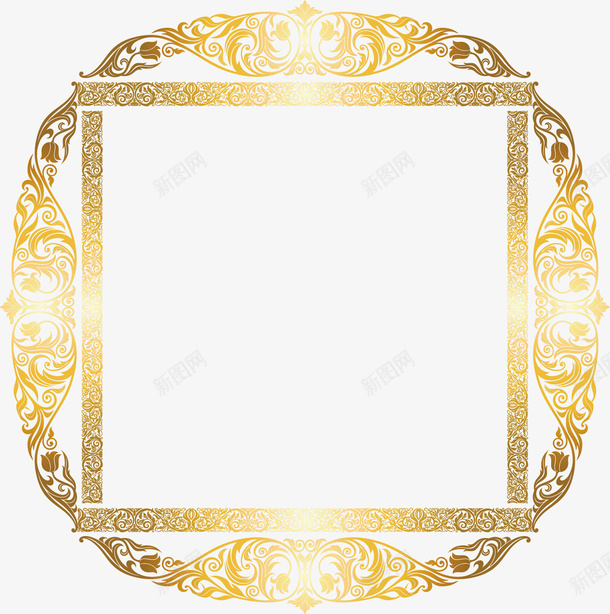 欧式华丽金色边框矢量图ai免抠素材_88icon https://88icon.com 华丽金色边框 欧式华丽边框 欧式华丽金色边框 金色边框 矢量图