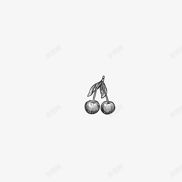 手绘樱桃png免抠素材_88icon https://88icon.com 手绘水果 樱桃 素描 红果 车厘子 黑白水果