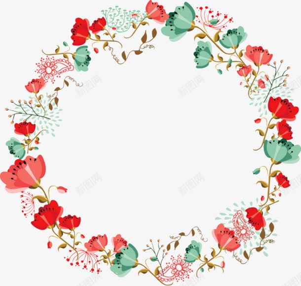卡通鲜花png免抠素材_88icon https://88icon.com 卡通 彩色 手绘 水彩 红色 花环花边 装饰 鲜花