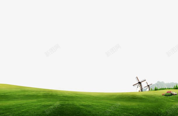 草地png免抠素材_88icon https://88icon.com 大片草地 房子 绿地 绿色 草地 风车