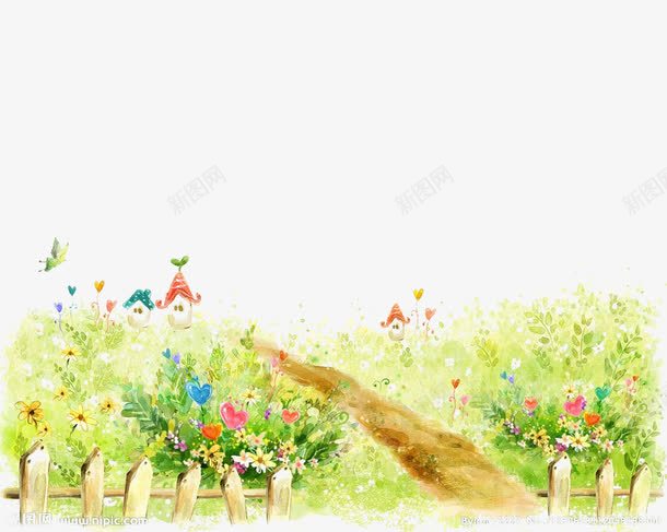 春天里的小路png免抠素材_88icon https://88icon.com 图片 手绘 植物 绿叶 草地