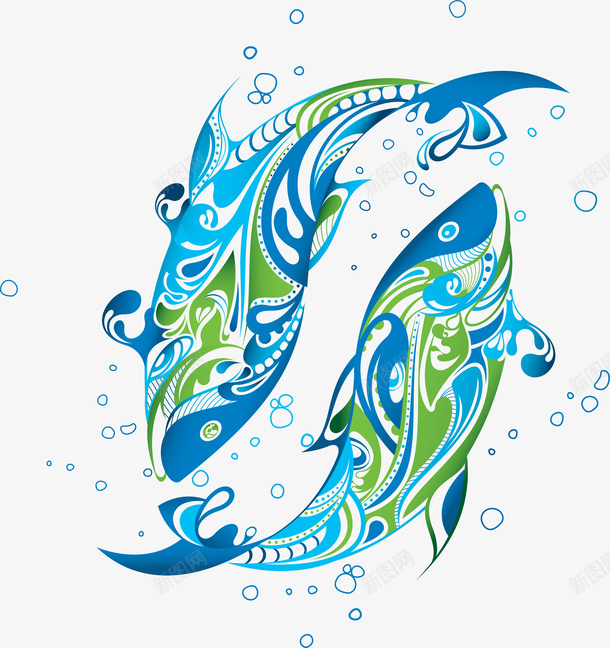 手绘蓝色两条鱼纹样png免抠素材_88icon https://88icon.com 两条鱼花纹 布料印花 彩色纹样 手绘 文艺 纹样 蓝色 装饰花纹