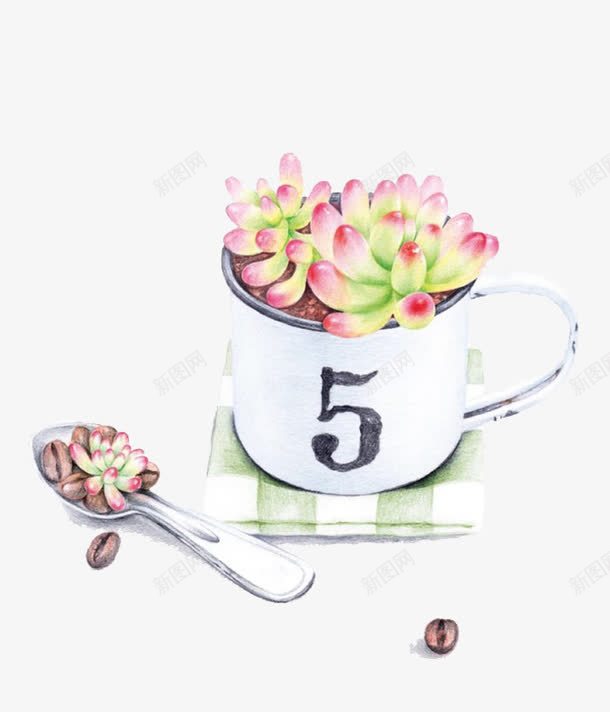 数字五的杯子里的多肉植物png免抠素材_88icon https://88icon.com 卡通 多肉 多肉植物 彩铅 手绘 数字 杯子 格子手帕 植物 汤勺 绿色多肉