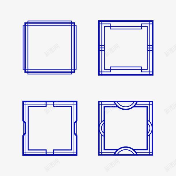 蓝色矩形边框png免抠素材_88icon https://88icon.com 不规则 图案 复古 框框 画框 相框 矩形 窗框 精美 纹理 艺术 花纹 蓝色 蓝色框框