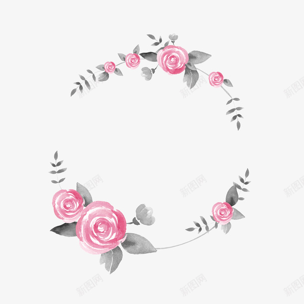 玫瑰花朵水彩边框png免抠素材_88icon https://88icon.com 唯美 小清新 树叶 梦幻 水彩 玫瑰花 素材 花朵 装饰 边框