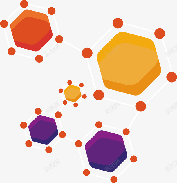 彩色六边形分子矢量图ai免抠素材_88icon https://88icon.com 六边形 几何结构 分子 分子元素 分子示意图 化学分子 生物分子 矢量png 矢量图