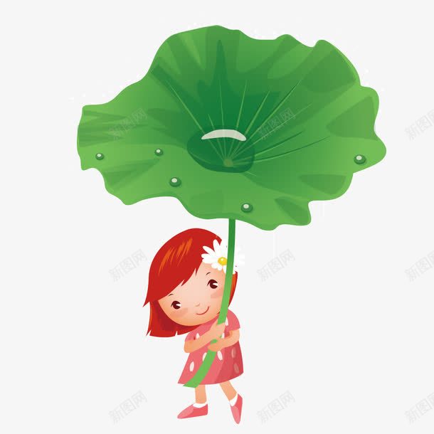 拿着大树叶避雨矢量图ai免抠素材_88icon https://88icon.com 手绘 树叶 植物 矢量人物 矢量元素 绿色 矢量图