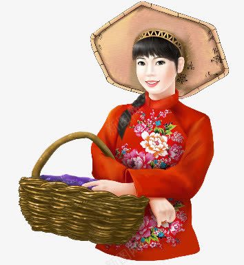 淳朴姑娘png免抠素材_88icon https://88icon.com 乡村 产品促销封面 特色产品 红衣服姑娘