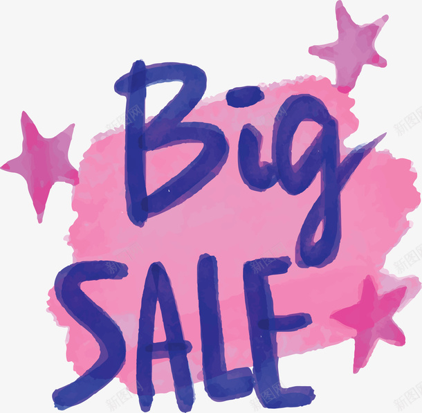 蓝色手写大促销海报png免抠素材_88icon https://88icon.com bigsale 促销 大促销 水彩促销 矢量png 蓝色大促销