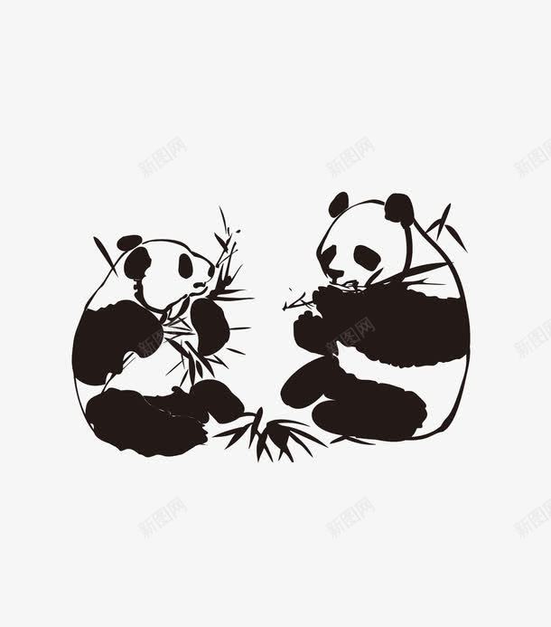 熊猫吃竹子png免抠素材_88icon https://88icon.com 动物 国宝 国风 水墨 水墨熊 熊猫 竹子