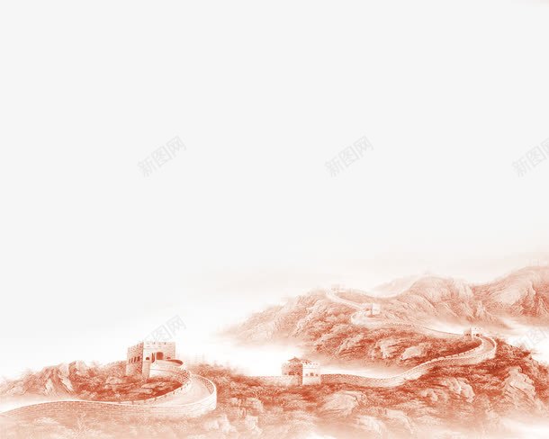 手绘长城png免抠素材_88icon https://88icon.com 免费抠图 山水长城 彩绘 手绘 清新 箭扣 红色之旅 长城之路 长城卡通 长城画