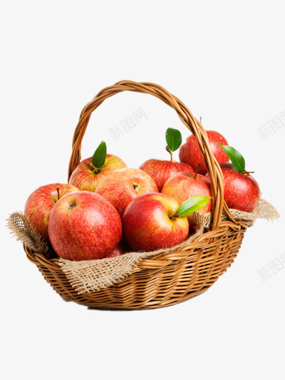 一篮子的苹果png免抠素材_88icon https://88icon.com 小苹果 树叶 水果 红色