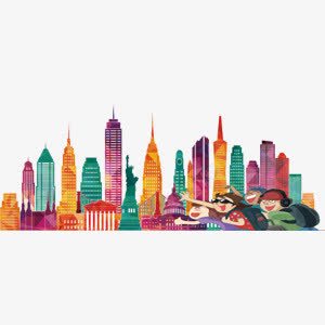 城市png免抠素材_88icon https://88icon.com 几何色块 城市图片 彩色城市