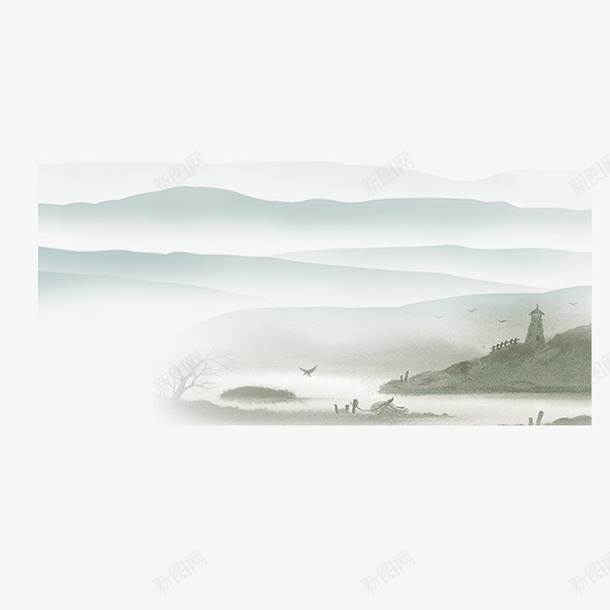 中国风山水水墨风景png免抠素材_88icon https://88icon.com 中国风 中国风山水 国画风景 山水 水墨风景