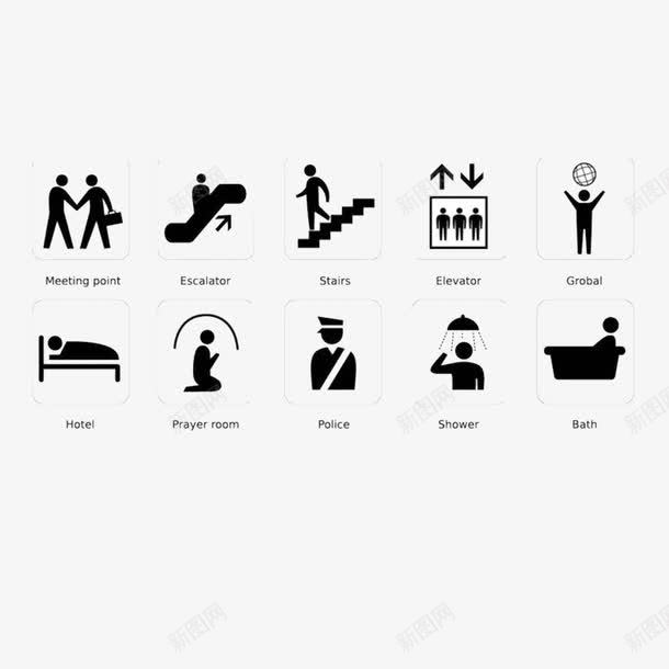 多种电梯标志黑白png免抠素材_88icon https://88icon.com 多种 文明规范 电梯标志 黑白