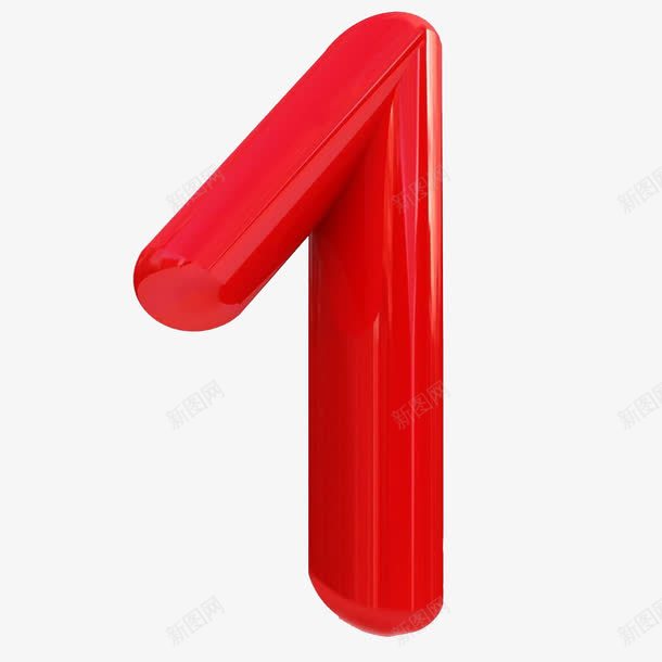 立体质感数字1png免抠素材_88icon https://88icon.com 圆润 数字1 立体 红色