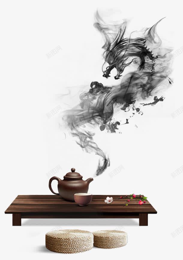 茶具png免抠素材_88icon https://88icon.com 垫子 桌子 水墨 茶具 茶壶 黑色