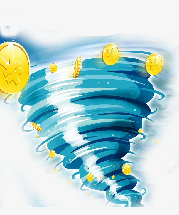 蓝色旋风png免抠素材_88icon https://88icon.com 小旋风 水龙卷 蓝色的 金币 金色风暴 龙卷风