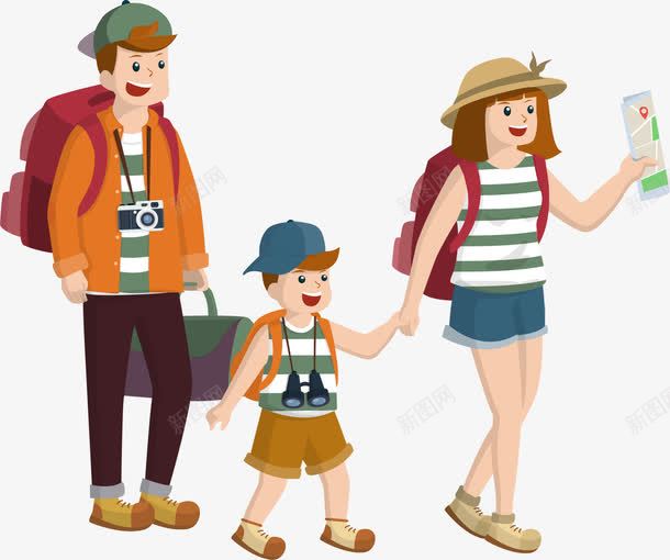 国际家庭日旅游的一家人png免抠素材_88icon https://88icon.com 国际家庭日 开心 手牵着手 旅游的一家人 旅行 背包旅游