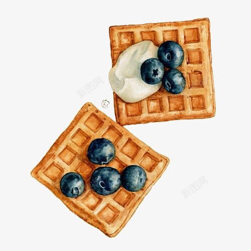 手绘华夫饼png免抠素材_88icon https://88icon.com waffle 华夫饼免扣PNG 华夫饼免扣元素 奶油 蓝莓 零食 饼干