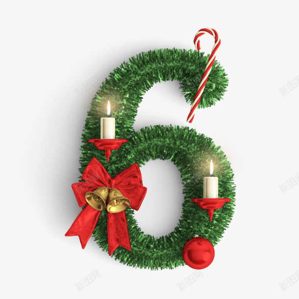 圣诞数字6png免抠素材_88icon https://88icon.com 圣诞 数字 素材 节日