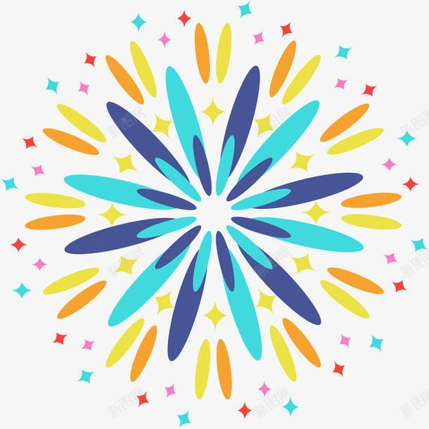 新春彩色烟花片ai元素png免抠素材_88icon https://88icon.com 2018新春 传统 元宵节 喜庆 大气 彩色 放射线 星点 烟花 礼花 简约 红色 绚丽 节日 蓝色 设计 配图 黄色