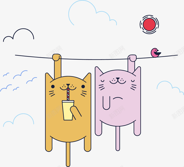卡通猫咪装饰图案png免抠素材_88icon https://88icon.com 动物 北欧简约 卡通猫咪 可爱装饰画 小清新 欧式无框画 猫咪简笔画 田园风格