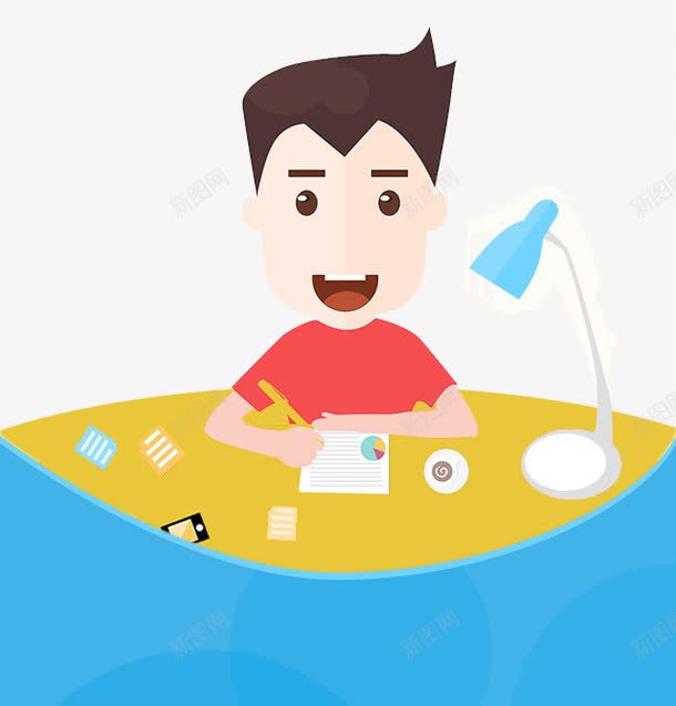 学生png免抠素材_88icon https://88icon.com 人物 做作业 卡通 学生 装饰
