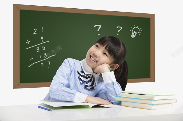 思考png免抠素材_88icon https://88icon.com 专注力 书本 幼儿学习 数字 数学 黑板