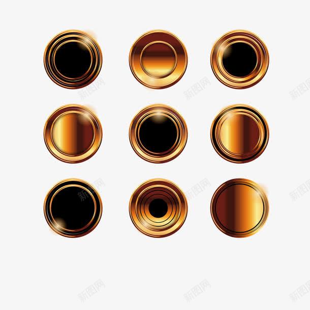 金色装饰牌png免抠素材_88icon https://88icon.com 圆形 拉丝 渐变 金属光泽