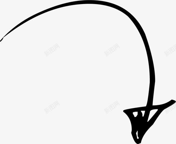 黑色弯曲箭头png免抠素材_88icon https://88icon.com PNG图形 PNG装饰 弯曲 箭头 装饰 黑色