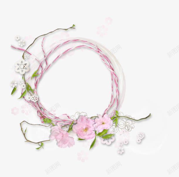 卡通手绘小清新圆形边框png免抠素材_88icon https://88icon.com 圆形边框 白色小花装扮 简约 紫色花朵