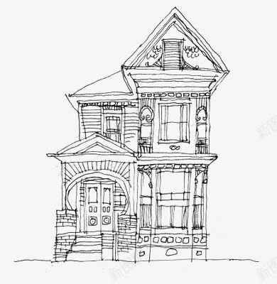 白描建筑png免抠素材_88icon https://88icon.com 别墅 手绘建筑 欧式复古 速写建筑