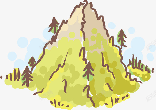 卡通大山和绿树图案png免抠素材_88icon https://88icon.com 大山 山水 树木 植物 水彩图 绿树 绿植 风景