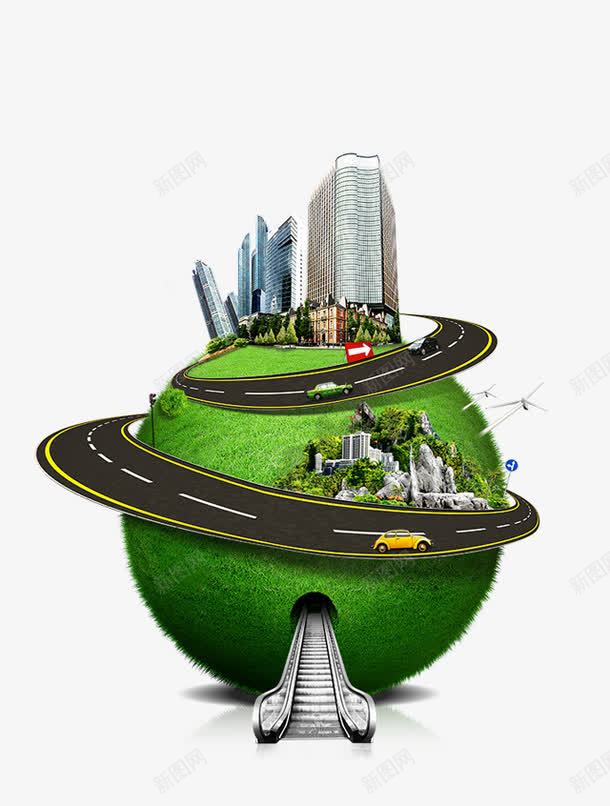 商务创意地球城市png免抠素材_88icon https://88icon.com 交通 企业文化 商务创意地球城市 电梯 绿色 职场