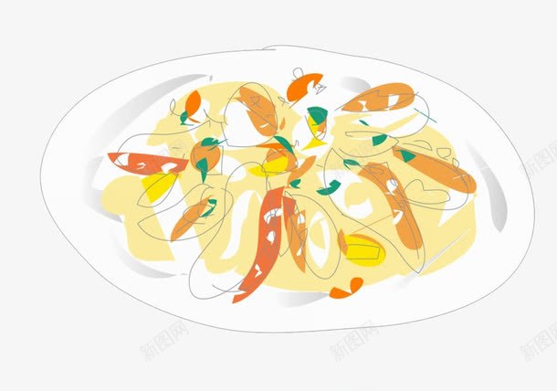 炒菜食物png免抠素材_88icon https://88icon.com 手绘 盘子 美食 饭菜
