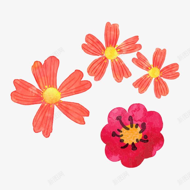 盛开的花朵png免抠素材_88icon https://88icon.com 五瓣花 手绘 春天气息 晴天 梅花 红色 花蕊