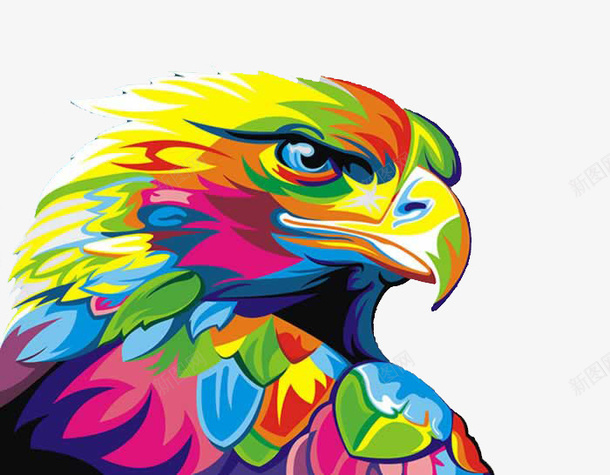 手绘老鹰png免抠素材_88icon https://88icon.com 动物 彩色 手绘 水墨画 水彩画 油彩画 油漆 老鹰 色彩缤纷 颜料