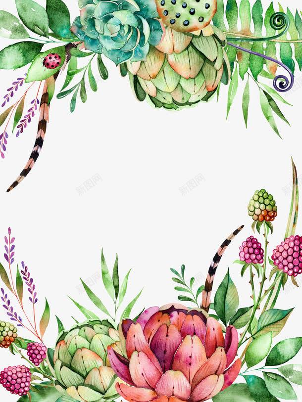 多肉底纹png免抠素材_88icon https://88icon.com 多肉 小清新底纹 树叶 水彩植物 花卉装饰