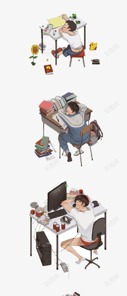 小学到大学趴在桌子上的学子png免抠素材_88icon https://88icon.com 中学 书桌 大学 学子 小学