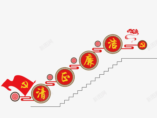 党风廉政png免抠素材_88icon https://88icon.com 党风 卡通 展板 廉政 手绘 楼梯 简笔 红色的