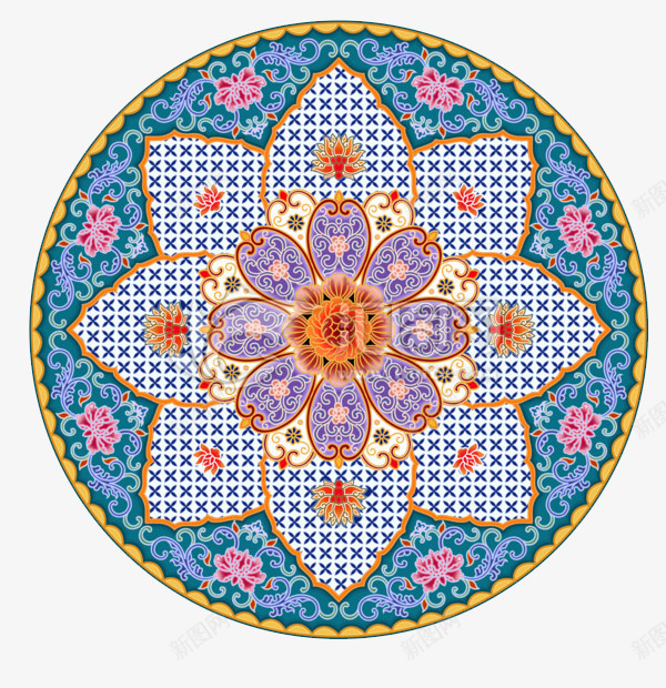 印度风传统花纹图案png免抠素材_88icon https://88icon.com 传统 印度 印度风 图案 圆形 复古 手绘 纹样 色彩 花纹