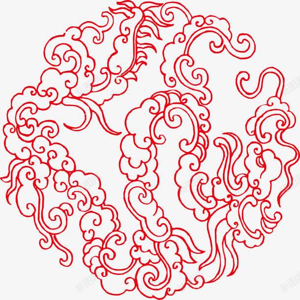 祥云图案窗花png免抠素材_88icon https://88icon.com 创意 剪纸 喜庆 手工 祥云 窗花 红色的 花纹
