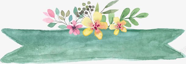 手绘绿色水彩标签花朵png免抠素材_88icon https://88icon.com 标签 水彩 绿色 花朵